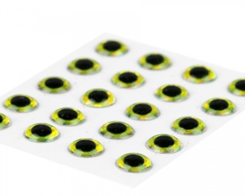 3D Epoxy Eyes, Holographic Yellow, 4 mm